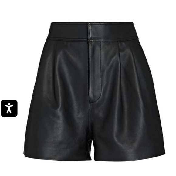 INTERMIX Black Remi Pleated Leather Shorts NWT - Picture 1 of 9